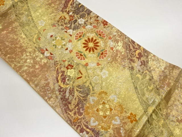 JAPANESE FUKURO OBI / WOVEN FLOWER ARABESQUE